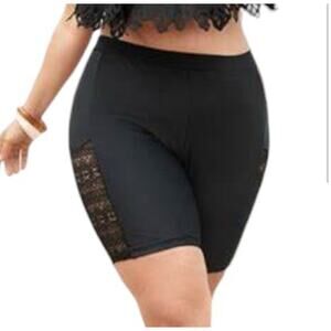 Plus Size 22 - 24 3x BloomChic Lace Insert High Waist Black Swim Shorts